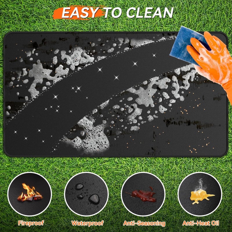 rumlick 48x30 inches Large Under Grill Mats for Blackstone, Double-Sided Fireproof Outdoor Grill Protective Mat, Oilproof Waterproof BBQ Fire Pit Fireplace Mat - Image 5